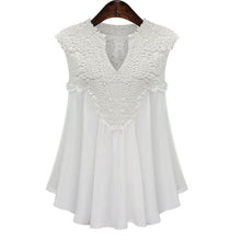 Women Blouses Tank Tops Casual Lace Splice Chiffon Vest Top Sleeveless V Neck Blouse blusa feminina IMY66