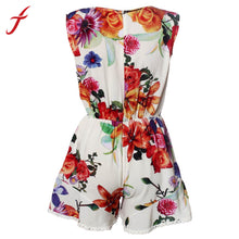 Clubwear Sexy Deep V Neck Floral Printed bodysuit macacao feminino Playsuit womens jumpsuit IMY66