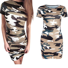 Dress For Women Camouflage Print Round Neck Short Sleeve Dress Slim Short Mini Dress vestidos femininos IMY66