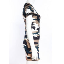 Dress For Women Camouflage Print Round Neck Short Sleeve Dress Slim Short Mini Dress vestidos femininos IMY66