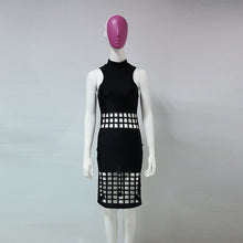 Dress Women Ladies High Neck Sleeveless Bandage Bodycon Party Hollow Short Club Party Dress Vestidos IMY66