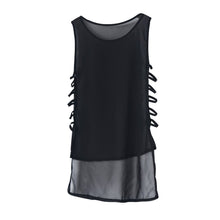 Dress Womens Casual Irregular Chiffon Dresses Sexy Hollow Vest Tops Sleeveless Tank Tops Dress Vestidos IMY66