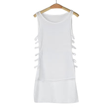 Dress Womens Casual Irregular Chiffon Dresses Sexy Hollow Vest Tops Sleeveless Tank Tops Dress Vestidos IMY66