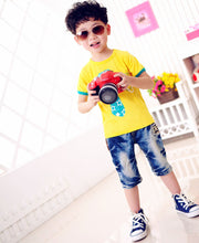 Tee Shirts Clothes For Children Kids Boys Cotton Short Sleeve Tie Pattern Boy's Tops T-Shirt Cothing IMY66