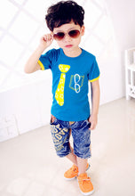 Tee Shirts Clothes For Children Kids Boys Cotton Short Sleeve Tie Pattern Boy's Tops T-Shirt Cothing IMY66