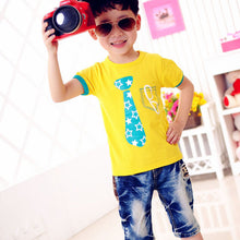 Tee Shirts Clothes For Children Kids Boys Cotton Short Sleeve Tie Pattern Boy's Tops T-Shirt Cothing IMY66