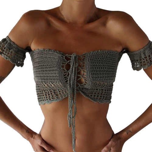 Women Crop Tops Hollow Crochet Cami Tank Camisole Vest Blouse Bodycon Bralette blusa de renda feminino IMY66