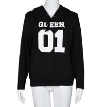 T-Shirts For Couple Lover Men Women QUEEN 01 Letter Long Sleeve Hooded Sweater Tops Tee Shirt camisetas y tops IMY66