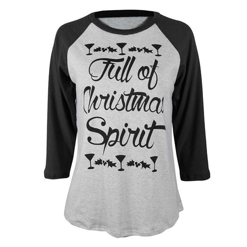 T-Shirts For Women Full Of Spirit Printed Splicing Tee Shirt femme Tops Camisetas Feminina IMY66