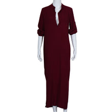 Vestidos Women Sexy Casual Dress Long Sleeve Deep V Neck Linen Split Solid Long Maxi Dress Plus Size IMY66