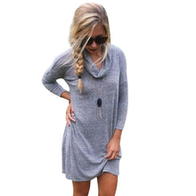 Dresses For Women Casual Turtleneck Long Sleeve Loose Kintted Sweater Dress vestidos feminino IMY66