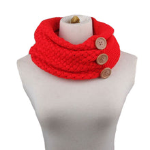 Keep Warm Scarf Two Circle 3 Buttons Knitting Wool Collar Cowl Neck Ring Scarf Shawl For Women IMY66