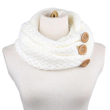 Keep Warm Scarf Two Circle 3 Buttons Knitting Wool Collar Cowl Neck Ring Scarf Shawl For Women IMY66