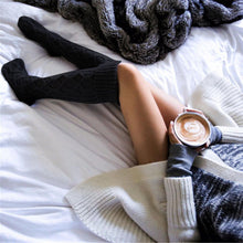 Warm Stockings Solid Women Cable Knitted Long Boot Over Knee Thigh High Stockings For Students IMY66