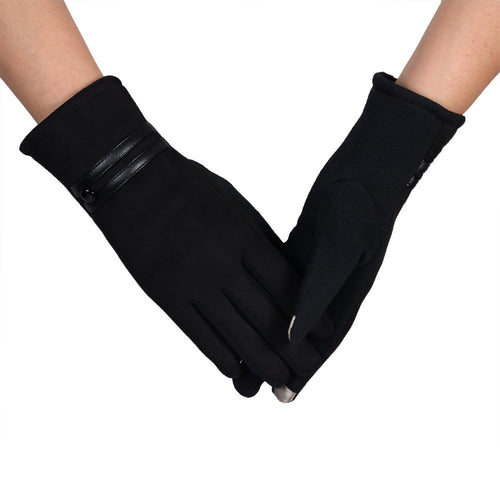 Warm Women Button Gloves Phone Touch Screen Glove Wrist Gloves Mittens Female Cashmere Military Gloves IMY66