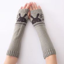 Women Gloves Knitted Arm Sleeve Cartoon Rabbit Soft Fingerless Warm Mitten Gloves guantes tactical gloves IMY66
