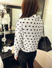 Women Blouses Long Sleeve Shirt Chiffon Lady Love Heart Sweet Chiffon Blouse Tops blusas y camisas mujer IMY66