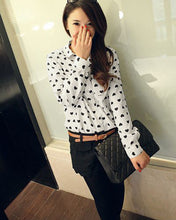 Women Blouses Long Sleeve Shirt Chiffon Lady Love Heart Sweet Chiffon Blouse Tops blusas y camisas mujer IMY66