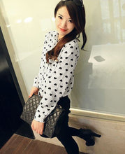 Women Blouses Long Sleeve Shirt Chiffon Lady Love Heart Sweet Chiffon Blouse Tops blusas y camisas mujer IMY66