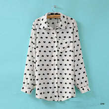 Women Blouses Long Sleeve Shirt Chiffon Lady Love Heart Sweet Chiffon Blouse Tops blusas y camisas mujer IMY66