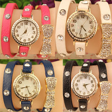 Women Bowknot Crystal Quartz Watch Imitation Leather Watch IMY66