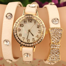 Women Bowknot Crystal Quartz Watch Imitation Leather Watch IMY66