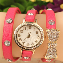 Women Bowknot Crystal Quartz Watch Imitation Leather Watch IMY66