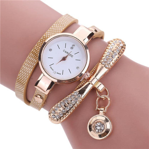 Women Bracelet Dress Watches PU Leather Rhinestone Analog Quartz Wrist Watches relogios feminino Clock IMY66