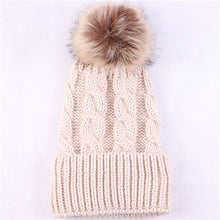 Women Caps Beanies Keep Warm Hats Knitted Wool Fur ball Pom Poms Hemming Hat Skullies Bonnet female Caps IMY66
