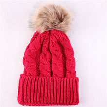Women Caps Beanies Keep Warm Hats Knitted Wool Fur ball Pom Poms Hemming Hat Skullies Bonnet female Caps IMY66