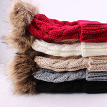 Women Caps Beanies Keep Warm Hats Knitted Wool Fur ball Pom Poms Hemming Hat Skullies Bonnet female Caps IMY66