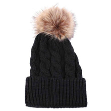 Women Caps Beanies Keep Warm Hats Knitted Wool Fur ball Pom Poms Hemming Hat Skullies Bonnet female Caps IMY66