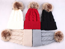 Women Caps Beanies Keep Warm Hats Knitted Wool Fur ball Pom Poms Hemming Hat Skullies Bonnet female Caps IMY66