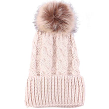 Women Caps Beanies Keep Warm Hats Knitted Wool Fur ball Pom Poms Hemming Hat Skullies Bonnet female Caps IMY66