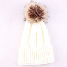 Women Caps Beanies Keep Warm Hats Knitted Wool Fur ball Pom Poms Hemming Hat Skullies Bonnet female Caps IMY66