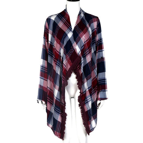 Women Cardigan Casual Plaid Print Loose Long Sleeve Tops Outwear Jacket Coat Open Stitch Blusa Feminino IMY66