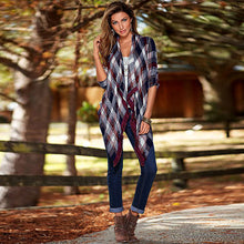 Women Cardigan Casual Plaid Print Loose Long Sleeve Tops Outwear Jacket Coat Open Stitch Blusa Feminino IMY66