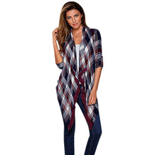 Women Cardigan Casual Plaid Print Loose Long Sleeve Tops Outwear Jacket Coat Open Stitch Blusa Feminino IMY66