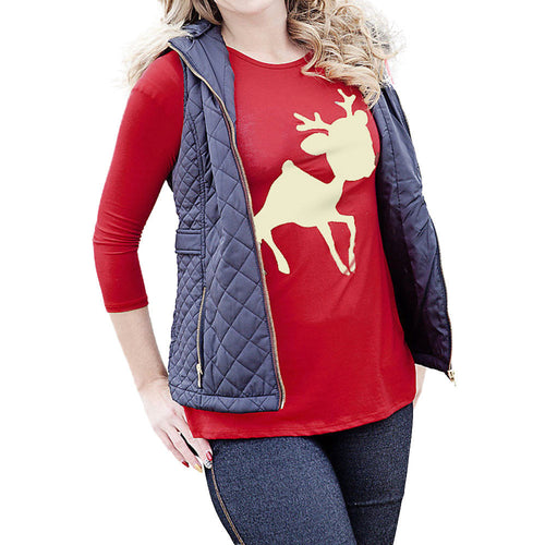 Women Casual Reindeer Printed T-Shirt Long Sleeve Tee Shirts camisas feminina camisetas y tops IMY66