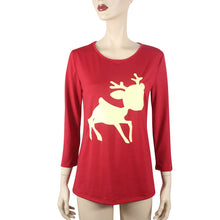 Women Casual Reindeer Printed T-Shirt Long Sleeve Tee Shirts camisas feminina camisetas y tops IMY66