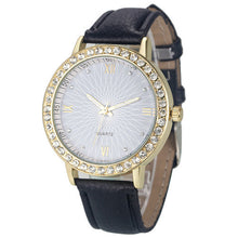 Women Casual Dress Watch Ladies Rhinestone Analog PU Leather Quartz Wrist Watch Watches relogio feminino Clock IMY66