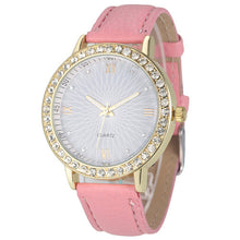 Women Casual Dress Watch Ladies Rhinestone Analog PU Leather Quartz Wrist Watch Watches relogio feminino Clock IMY66