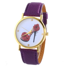 Women Casual Dress Watches High-heeled Shoes Prined Faux Leather Analog Quartz Wrist Watches relojes mujer IMY66
