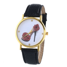 Women Casual Dress Watches High-heeled Shoes Prined Faux Leather Analog Quartz Wrist Watches relojes mujer IMY66