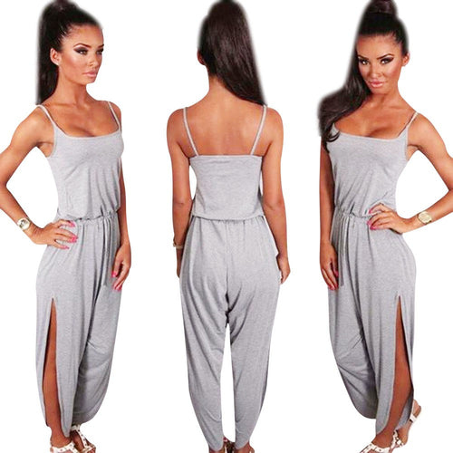 Women Casual Jumpsuits Summmer Sexy Sleeveless Spaghetti Strap Long Coveralls Playsuit macacao Feminino Overalls IMY66