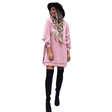 Women Casual Sweatershirt Hoodie Dress Sexy Long Sleeve Loose Pullover Dress vestidos femininos IMY66