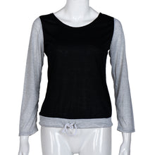 Women Casual T-Shirts Ladies Splice Long Sleeve Round Neck Shirt Tops Tee shirt femme camisetas y tops IMY66