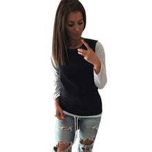Women Casual T-Shirts Ladies Splice Long Sleeve Round Neck Shirt Tops Tee shirt femme camisetas y tops IMY66