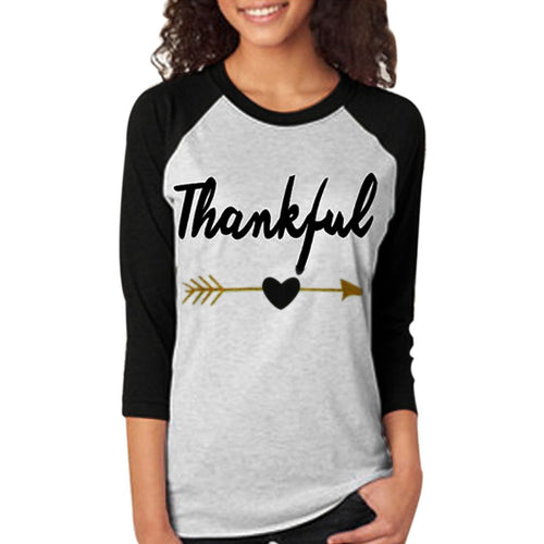 Women Casual T-Shirts Letter Arrow Printed Three Quarter Sleeve Splicing Tops Tee Shirts femme camisetas y tops IMY66