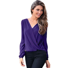 Women Chiffon Blouse Casual V Neck Lace Crochet Backless Long Sleeve Loose Shirt Blouse Tops blusa feminina IMY66